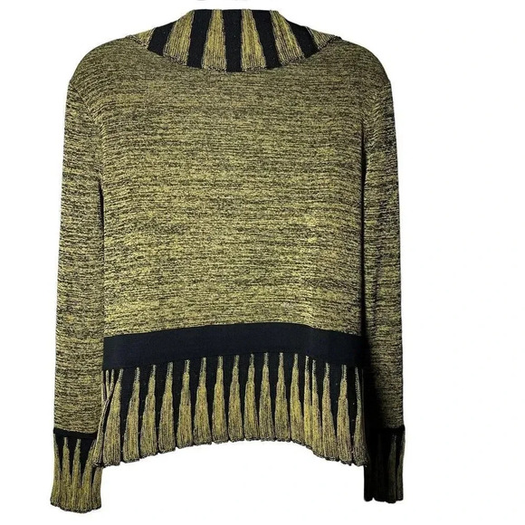 Ming Wang Blazer cardigan Jacket Womens size small ruffle collar black khaki - Picture 5 of 9